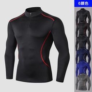 ~ER01590~男士秋冬立領健身衣 運動服跑步裝 訓練長袖高彈速乾衣 男性長袖休閒服 自行車衣緊身服