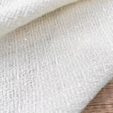 Chanel Style Tweed Fabric Thin Imported Milky White Glossy Bright Thread Soft Woven Suit Skirt