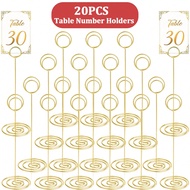 20Pcs, 8.75 Inch/22 Cm Tall Table Number Holders - Gold Peacock Circle Clip Style - Photo Clip Place