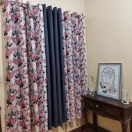 CA55Y-Conteza Pink Mid Gray Mid Sold Per Pc Or 3in1 Set Ring Curtain (5 ft - 152 cm To 7ft - 213 cm)