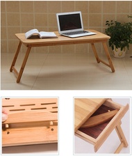 Brand New Adjustable Bamboo Laptop Table. USB fan+Drawer. 2 types. Local SG Stock and warranty !!