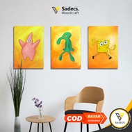 FOMEX PAINTING ️ SADECS - Poster Kayu Kanvas MAHAKARYA SQUIDWARDS Pajangan Hiasan Dinding Kamar Uruk