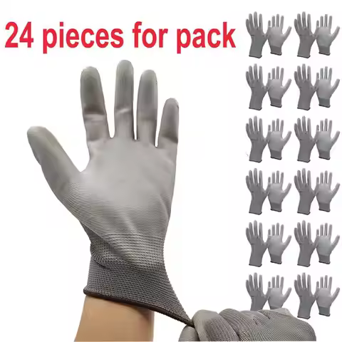 12 Pairs Safety Protective Coated PU Work Gloves Palm Coated Glove Mechanic Working Gloves CE Certif