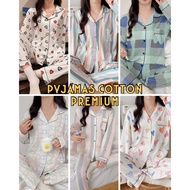 Set Pyjamas Long Sleeve Full Cotton Premium Korean Sleepwear | Baju Tidur Women Wanita | Seluar Tidur Wanita | Pajamas
