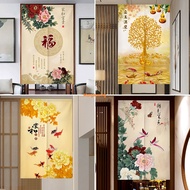 Customize Chinese Style Room Door Curtain Velcro Tape Long Doorway Curtain for Kitchen Living Room Home Decor Half Height Partition Curtain