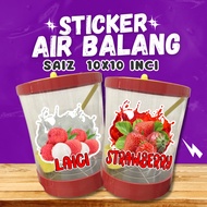 Sticker Air Balang Buah Buahan - Kalis Air, Tahan Lama, Menawan! Boleh custom pelbagai design. Tempa