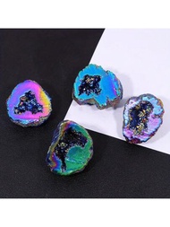 1粒不規則形狀天然瑪瑙水晶洞彩色原石,礦物標本教學標本手工藝品飾品