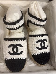 Chanel 白色編織草編鞋