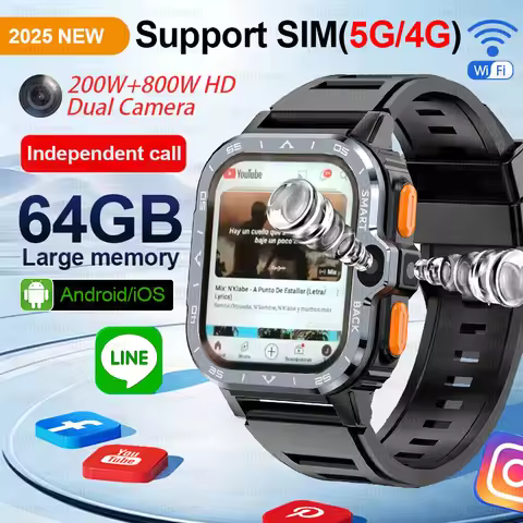 5G SIM Card Smart Watch GPS Navigation 64GB Large Memory WIFI Fast Internet Access 800W HD Dual Came
