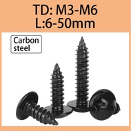 Carbon steel black semi-round umbrella head self-tapping mushroom head wood tooth screw screw Large flat head self-tapping screw M3M3.5M4M5M6