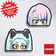 Cyberpunk: Edgerunners Waterproof Anime Chibi Peeker Stickers for tumblers & motorcycles