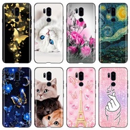LG G7 ThinQ G7+ G710 G710N Cute Cat Butterfly Painted Silicone Case LG G7 Plus Soft TPU Black Phone Casing