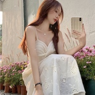 Dress dress dress DNW Black 77 Embroidered Hollow Stitching Knitted Tube Top Sling Long Skirt Women 