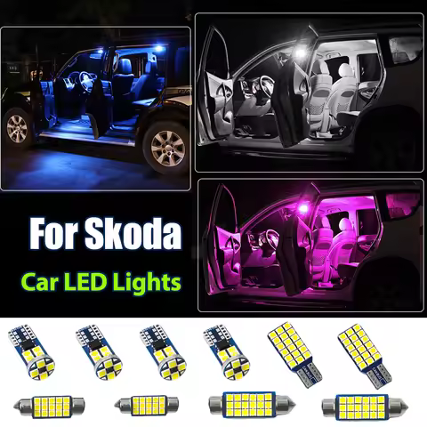 Car LED Interior Lights For Skoda Octavia 2 3 A5 A7 Fabia MK1 MK2 MK3 Superb 2 Kodiaq Rapid Roomster