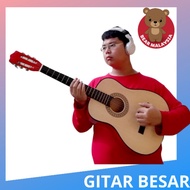Full Size Acoustic Classical Guitar 41 Inch Gitar Kapak Besar Akustik Saiz Dewasa Adult Size For Beginners (Brown)