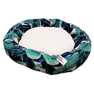 TRUSTIE Textile Round Bed - Banana Leaf (Green) (Large) (86X15Cm)