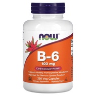 NOW Foods, B-6, 100 mg, 250 Veg Capsules