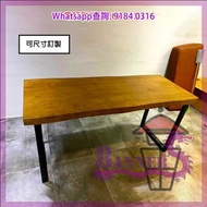 [尺寸可訂 包送貨 DT38-16] 美式西部原始風實木枱 書枱/寫字枱/辦公桌/餐枱/飯枱 都夠晒型 (松木) Solid Wood + Metal Frame Long Table 實木+鐵藝 板