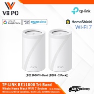 TP-LINK Deco BE65(2-Pack) BE11000 Tri-Band Whole Home Mesh WiFi 7 System 4x2.5Gbps, Wireless & Wired