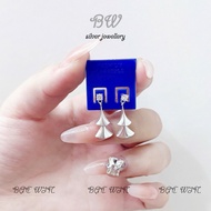 (WIN SILVER) BW77 High-quality cone-shaped silver earrings suitable for ao dai