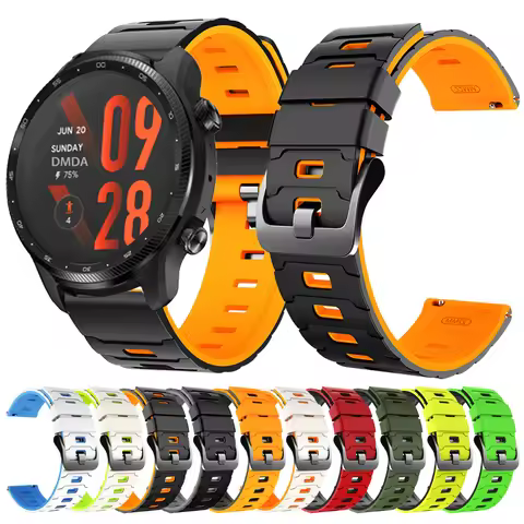 22mm Silicone Strap For TicWatch Pro 3 Ultra Watch Band GPS/LTE for Ticwatch GTX S2 E2 Pro X S GTW 2