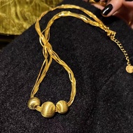 high-quality Womens 24K Gold Luxury Niche Pendant AU999 | Engraved "Abundance" with hidden ripple mo