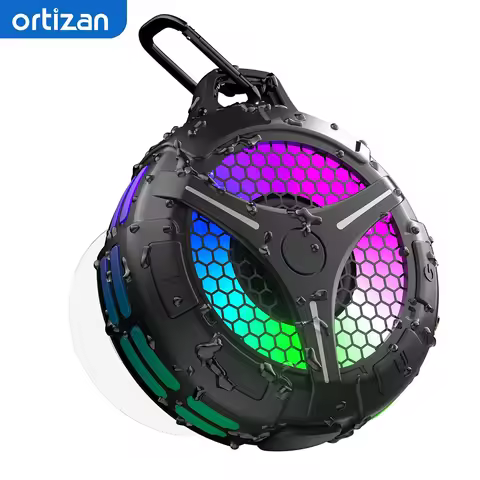 Ortizan Bluetooth Shower Speaker IPX7 Waterproof Bluetooth Speaker with LED Lights 15W HD Stereo Sou