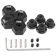 Metal 12mm Hex Wheel Hubs 7mm Thick Drive Adapters with Flanged Lock Nuts Compatible with Traxxas 1/