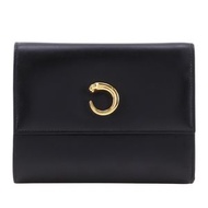 Cartier Panthere bifold wallet in black calfskin with snap closure, women's [pre-owned]