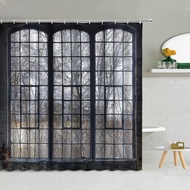 codIndustrial Wrought Iron Old Window Pattern Shower Curtain Bathroom Decoration Creative Waterproof