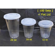 12oz /16oz /22oz PP Cup with "Flat Lid" Or "Dome Lid" / Disposable Plastic Cup [ 100sets ]