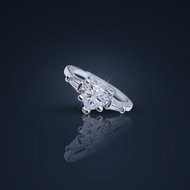 Clear Heart Cut with Tapered Baguette Moissanite Diamond Ring