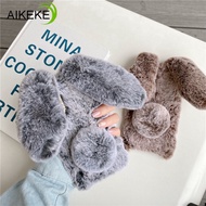 Plush Cases Compatible For  OPPO Reno 7Z 8Z 8 7 Lite 5G Z F1S F1 Plus R11 Phone Case Warm 3D Cute Rabbit Ears Hairy Back  Cover Fur Soft TPU Casing