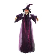 Halloween Flying Witch Decoration Outdoor Hanging Witch Statue with Light Large Screaming Witch Prop