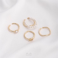 cincin emas 916 cincin 916 14K Gold-Covered Color-Preserving Round Women's Ring Inlaid with Rice Bea