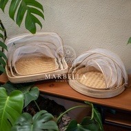 Marbella Rattan Food Cover Mesh Traditional Classic Heritage Food Storage Square Round Rotan Tudung 