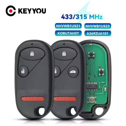 KEYYOU With Battery Keyless Entry Car Remote Key For Honda 315/ 433 Mhz For Civic 2001 -2005 NHVWB1U