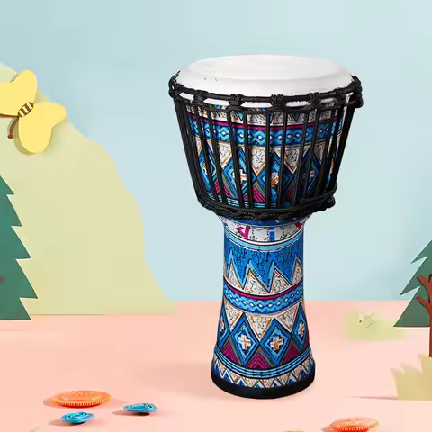 Goatskin Drumhead African Drum Colorful Art Patterns 8inch Djembe Drum Bongo Drum Great Gift for Beg