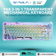 AULA F68 3-in-1 Swappable Transparent Mechanical Gaming Keyboard 68 Keys Gasket-Mounted RGB Backlit