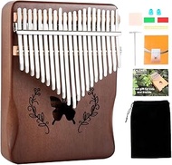 Kalimba 21 Keys Thumb Piano, Natural Mahogany Solid Wood Portable Mbira Finger Piano Musical Instrum