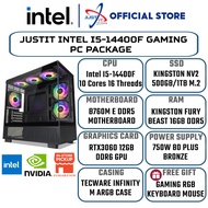 JUSTIT INTEL I5-14400F GAMING PC PACKAGE ( 16GB DDR5 / 500GB &amp; 1TB / RTX3060 &amp; RTX4060 &amp; RTX4060TI &amp; RTX4070 )