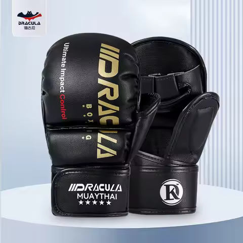 Half-Finger Gloves for Adults, Men's MMA Boxing Gloves, UFC Professional Combat Sanda Training
