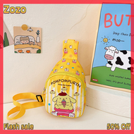 Zozo ✨Ready Stock✨ Sanrio กระเป๋าเป้สะพายหลังเดินทางสำหรับเด็ก, กระเป๋าเป้สะพายหลังลายการ์ตูนกระเป๋าสะพายไหล่กระเป๋าถือ Kuromi น่ารักกระเป๋าคาดอกของขวัญสำหรับเด็กผู้หญิง