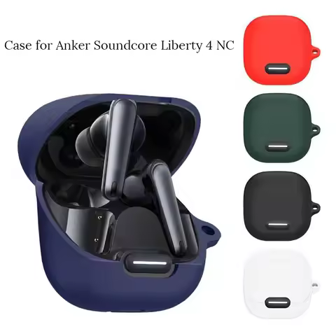 Silicone Soft Case for Anker Soundcore Liberty 4 NC Wireless Earbuds with Carabiner Shockproof Cover