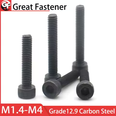 10-100pcs Grade 12.9 Carbon Steel Screw M1.4 M1.6 M2 M2.5 M3 M4 M5 M6 M8 M10 Hexagon Hex Socket Cap 
