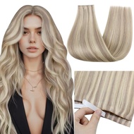 Full Shine Human Hair Extensions Tape in Color 18/613 Highlight Blonde Long Tape Weft Invisible Tape