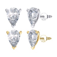 Women Stud Earrings 0.5-2ct Pear Moissanite GRA Certificate Passed Diamond Test S925 Sterling Silver