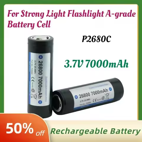 High-Capacity P2680C 3.7V 7000mAh Protected Li-ion Rechargeable 26800 Battery for Strong Light Flash