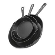 3 PiecesCast Iron Cookware Set, Including Cast Iron Skillet, Wok, And Cast Iron Cookware Set (Black)