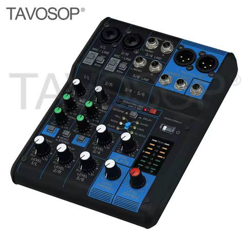 Professional 6 channel Audio Mixer DJ Sound Console with 48V 10-Input Stereo MG06X mixer for Microph